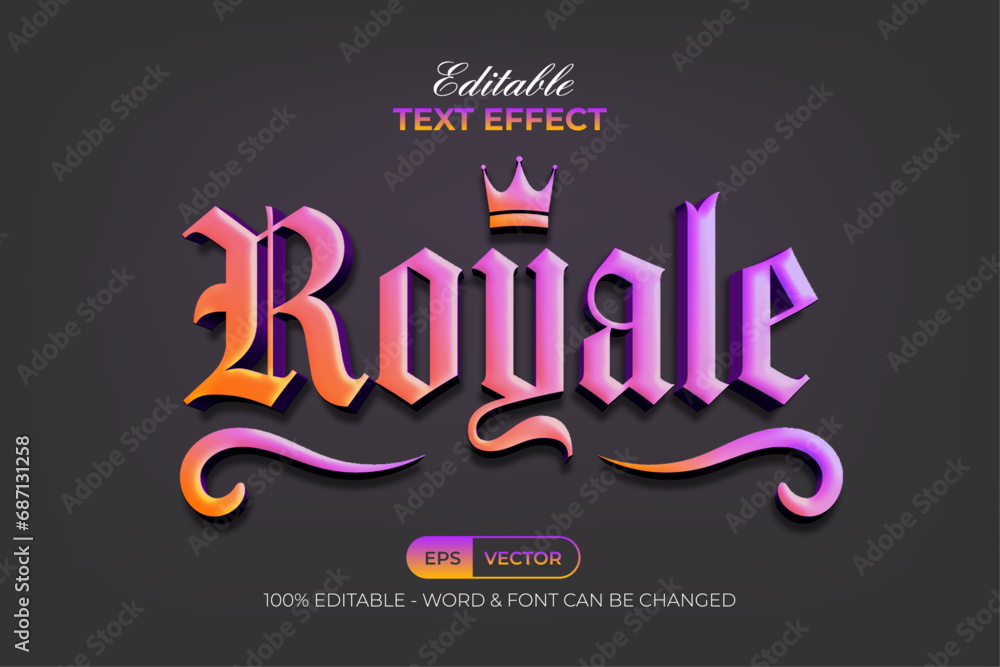 Aufkleber royale text effect modern gradient style. editable text effect.