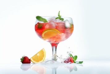 summer cocktail on white background. generative ai