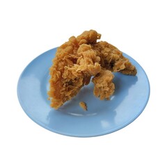 fried chicken wings on a plate, white background.