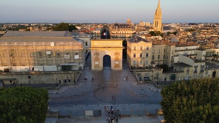 drone photo Arch of triumph, Arc de Triomphe Montpellier France Europe - obrazy, fototapety, plakaty