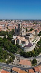 Fototapeta na wymiar drone photo Saint-Nazaire Cathedral, Cathédrale Saint-Nazaire Béziers France Europe 