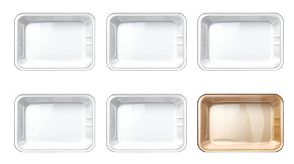 Set of Paper Trays Isolated on Transparent or White Background, PNG