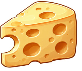 Pure Swiss Perfection: Simple 2D Flat Illustration of Fresh Swiss Cheese on a Clean White Background