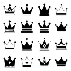 Set of crown icon. Pictogram vector design.