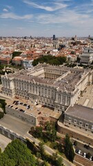 Fototapeta na wymiar drone photo Madrid Royal Palace, palacio real de Madrid Spain Europe