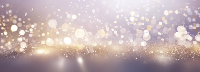 abstract gold silver light reflection background with sparkles,Blurred background with bokeh lights and a blur effect suitable for adding depth and visual interest to designs, such as website banners,