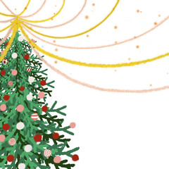 Christmas tree and light in transparent background 