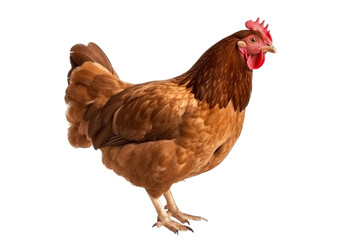 A brown chicken -  Isolated, no background - obrazy, fototapety, plakaty