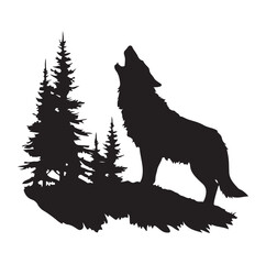Howling Wolf Silhouette Vector icon, logo, sign isolated on white background. Vector illustration