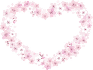 桜のハート型フレーム素材