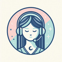 Obraz premium A girl wearing a headset | symbolizes mental well-being. mental health concept
