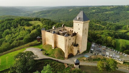 Fototapeta na wymiar drone photo Mauvezin castle, Château de Mauvezin France Europe
