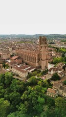 Obraz premium drone photo Sainte-Cécile Cathedral, Cathédrale Sainte-Cécile Albi France Europe