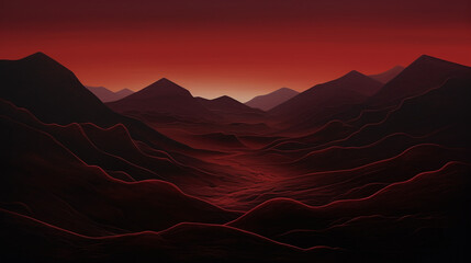 Artistic landscape in red tones