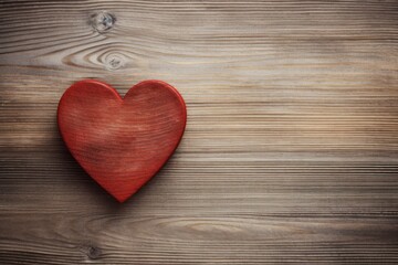 red heart on wooden background