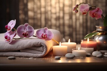 Fototapeta na wymiar spa setting with orchid