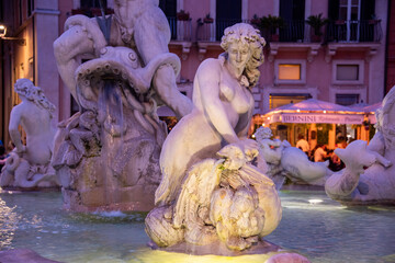 Fountain of the Four Rivers in Piazza Navona Rome in the historic center of Rome, Italy