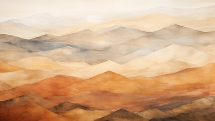 Abstract ocher atmosphere of Earth's huge tall mountains - obrazy, fototapety, plakaty
