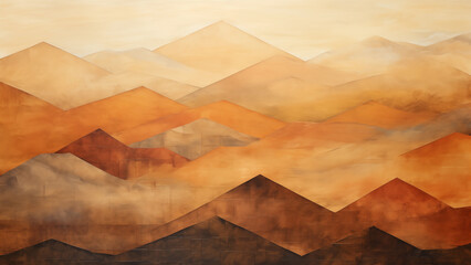 Abstract ocher atmosphere of Earth's huge tall mountains