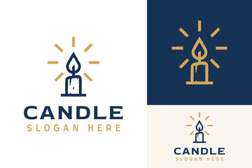 Simple Vintage Candle Light Spirit Ritual Logo Design Branding Template
