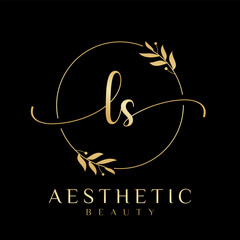 Letter LS Beauty Logo with Flourish Ornament