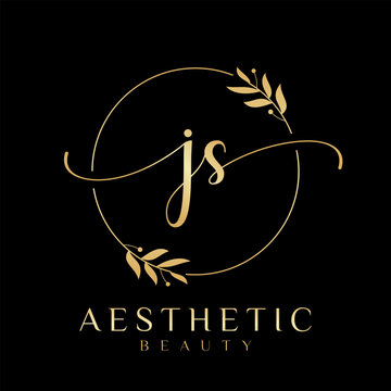 Letter JS Beauty Logo with Flourish Ornament