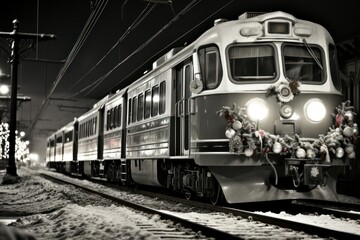 Obraz premium Christmas Trains - Generative AI