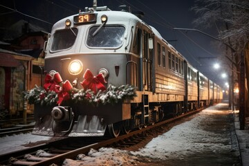 Christmas Trains - Generative AI - obrazy, fototapety, plakaty