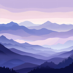 a calming mountain landscape with subtle shades of blue and purple.