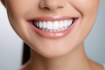 Fototapeta premium Beautiful woman's smile with perfectly white teeth. Dentistry concept.