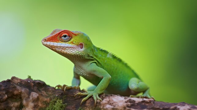 The Carolina Anole Lizard and Its Vibrant Display of Colors. Generative AI