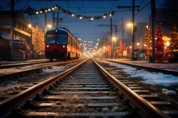 Fototapeta na wymiar Christmas Trains - Generative AI