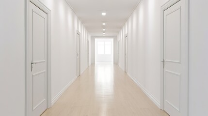 Modern Empty Hallway with White Doors