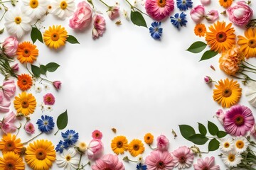Naklejka na ściany i meble frame of flowers and butterflies