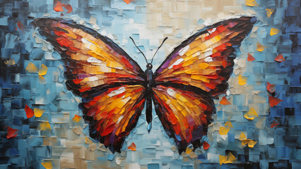 Butterfly work with the texture of oil painting