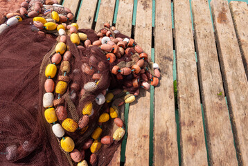 Fishing net at the Pier of Santa Maria, Sal Island, Cape Verde, Africa