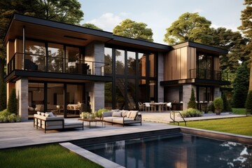 Obraz premium luxury home with a pool