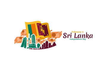 February 4, Independence day of Sri Lanka vector illustration. Suitable for greeting card, poster and banner.