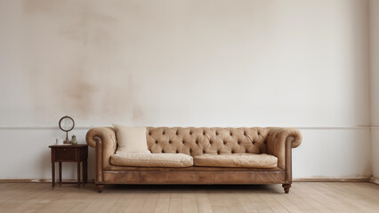 An old but cozy space with a vintage style sofa.