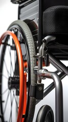 Close-up portrait of a Wheelchair against white background with space for text, background image, AI generated
