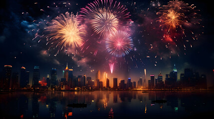 fireworks over the city