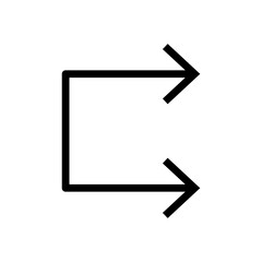 Vector line icon arrow replace pointing in one direction on a black outline. Switch and transfer of data with reverse sign on web illustration. Flip and send refund information to business transaction