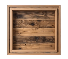 Wooden frame on a light transparent background. PNG file. Generative artificial intelligence