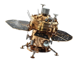 Artificial space satellite on a light transparent background. PNG file. Generative artificial intelligence