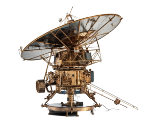 Artificial space satellite on a light transparent background. PNG file. Generative artificial intelligence