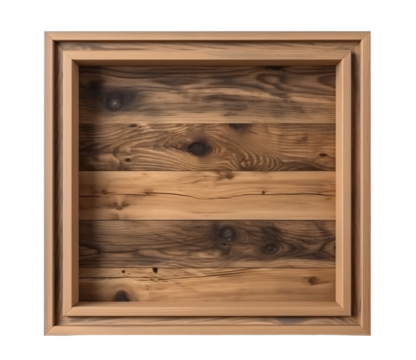 Wooden frame on a light transparent background. PNG file. Generative artificial intelligence