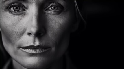 Fototapeta premium Soulful Monochrome Portrait of a Mature Woman