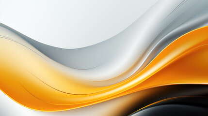 Fototapeta premium Vibrant yellow, white and black waves flow dynamically across a modern abstract backdrop with a soft gradient.