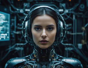 A future human with artificial intelligence upgrades