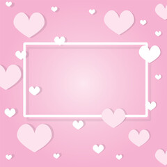 Valentine's day on pink background with hearts. Vector illustration